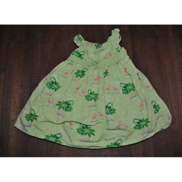 Gymboree Palm Beach Paradise Flamigo Palm Tree Green Dress Size 2T - Picture 1 of 1